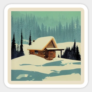 Snowy Cabin Sticker